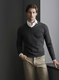 Grey Pullover A White Shirt Grey Pants And No Tie Fashion Business Casual Business Casual Men Smart Casual Men