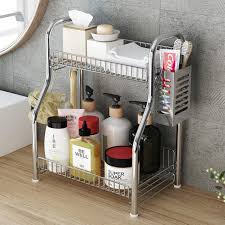 Maybe you would like to learn more about one of these? Rebrilliant 2 Tier Spice Rack For Countertop Metal Bathroom Countertop Shelves Rack Organizer Can Put Seasonings Canned Food Cosmetics Toiletries Etc Silver Wayfair
