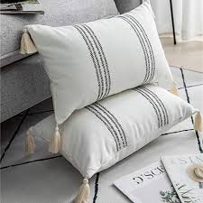 Black And White Pillow Covers Amazon Amazon Com Dezene Decorative Throw Pillow Covers For Couch Sofa Bed 2 Pack 100 Cot In 2020 Decorative Throw Pillow Covers Farmhouse Throw Pillow Black Throw Pillows
