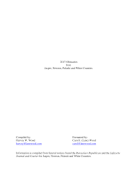 2017 Obituaries from Jasper, Newton, Pulaski and White Counties Compiled  by: Formatted by: Harvey W. Wood Carol J. (Lane) Wood h
