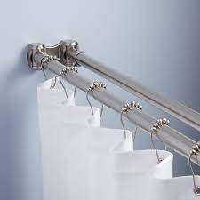 Straight Double Solid Brass Shower Curtain Rod In 2021 Double Shower Curtain Rod Double Shower Curtain Shower Curtain Rods