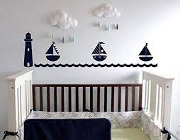N Sunforest Nautical Navy Theme Wall Decal With Lighthouse Sailboats Boy S Room Nursery Baby Room Nautical Decor Wall Art Buy Online In Aruba At Desertcart 27497382