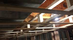 Soffits can be used above cabinetry or as sloped beams. Finishing My Basement Soffit Framing Around Duct Work Youtube