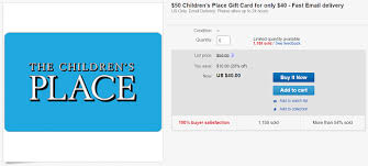 Gift card design your gift card was not added to the egift cart. Ebay Children S Place Gift Card 50 Gift Card For 40
