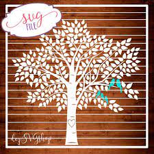 Download Tree Svg Wedding Tree Lovebirds With 3 Kids Dxf By Dezsvgshop Wedding Tree Guest Book Tree Svg Tree Wedding