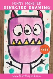 Funny Monster Directed Drawing Directed Drawing Kindergarten Monster Directed Drawing School Art Projects