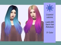 Dyed rather than the whole thing like most rainbow hair mods do. Lisaminicatsims Leahlillith Sachi Hair Retexture Sims Sims 4 Sims 4 Mods