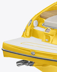Download Sea Boat 24 Ft Mockup Half Side Back View In Vehicle Mockups On Yellow Images Object Mockups PSD Mockup Templates