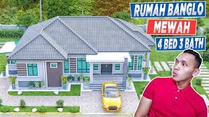 Plan rumah 30 x 40. Design Rumah Banglo Mewah 1 Tingkat 4 Bilik 3 Bilik Air 62 X38 Ft 18 8x11 5 M Youtube