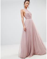 Asos Premium Tulle One Shoulder Maxi Dress In Pink Lyst