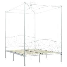 You can purchase it in twin, full, or queen sizes. Vidaxl Canopy Bed Frame White Metal 140x200cm Bedroom Double Beds Furniture On Onbuy
