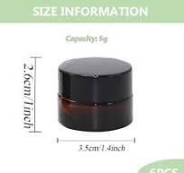 6 Pack Amber Glass 5 ml 1/6 oz Small Thick Wall Round Jars Vials Pot  Cosmetic Bottle Face Cream Containers With Black Lids For Lotion Make Up  Nail ...