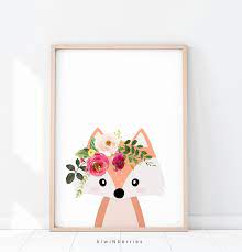 Fox Stampabile Arte Ragazze Camera Arredamento Ragazze Etsy Arte Ragazzo Stampabile Arte