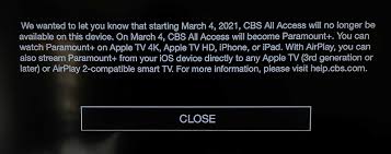 Over 30,000 episodes and movies from cbs, bet, comedy central, mtv, nickelodeon, paramount pictures, smithsonian channel and more. Third Generation Apple Tv Losing Support For Cbs All Access In Transition To Paramount Next Month Macrumors