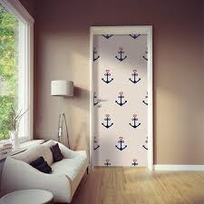 Sticker Pour Porte Avec Ancre Marine Bleu Et Rouge Decoration Marine Pour Finaliser Un Decor Simple De Salon Ou De Chambr Porte De Chambre Deco Marine Chambre