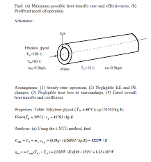 (a) the net rate of radiation heat transfer between the base and the side surfaces is. Solved A Concentric Tube Heat Exchanger Uses Water Which Is Available At 15c To Cool Ethylene Glycol From 100 To 60c The Water And Glycol Flow R Course Hero