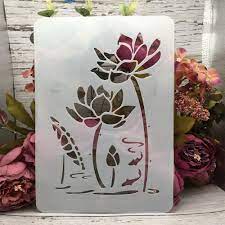 Gambar sketsa bunga teratai, tanaman air yang indah dan menawan. 29 21 Cm A4 Bunga Teratai Kolam Diy Layering Stensil Lukisan Dinding Scrapbook Mewarnai Embossing Album Dekoratif Template Stensil Aliexpress