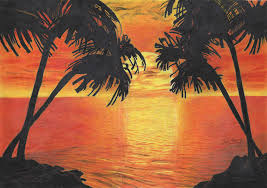 Sunset Tropics Drawing By Jah Darren Begin by lightly drawing a frame around the area you'll be painting in, then pencil in the outline of some step 4: sunset tropics by jah darren