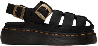 Black Wrenlie Sandals by Dr. Martens on Sale