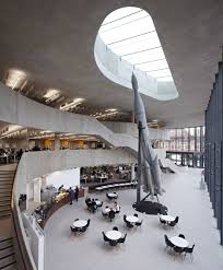 A Decommissioned Soviet Rocket Is The Centrepiece For This Sculptural Cast Concrete Office In York England Skylight Design Architecture Jobs Office Building
