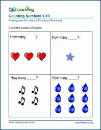 We've got worksheets for tracing numbers, counting practice, number recognition, number patterns, color by number and much, much more! Counting And Writing Numbers 1 10 Worksheets K5 Learning