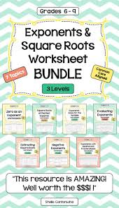 Exponents And Square Roots Worksheet Bundle Middle School Math Resources Differentiation Math Math Instruction