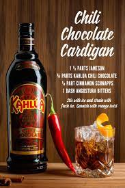 Chili Chocolate Cardigan Recipe With Images Chocolate Chili Food And Drink Chocolate Cocktails