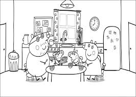 Printable coloring pages for kids of all ages. Peppa Pig And Family Eating Coloring Page For Kids Printable