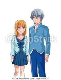 You choose whether you want two girls or boys in the scene, or one of each! Couple Anime Manga Colorful Vector Illustration Graphic Design Canstock