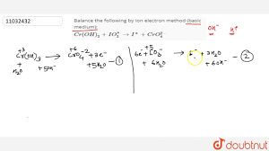 Now this will only work if you manage to get chromium(iii) into solution. Balance The Following By Ion Electron Method Basic Medium Cr Oh 3 Io 3 Rarri Cr Youtube