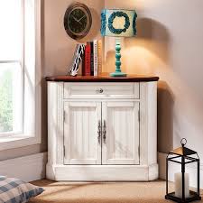 Farmhouse Corner Accent Cabinet Distressed Triangle Cabinet With Doors White Blue Cabinets Chests Living Room Furniture Furniture