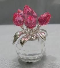 Step into the magical world of swarovski: Swarovski Crystal Flower Pot Vase Pink Rose Tulips Signed Retired Figurine Antique Price Guide Details Page