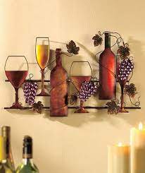 Wine Grapes Metal Wall Hanging Vineyard Kitchen Home Decor Ebay Wine Theme Kitchen Wine Wall Decor Wine Decor Kitchen