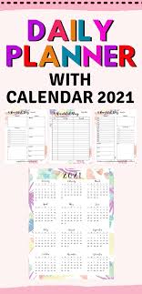 Beautiful Floral Daily Planner Printables With Calendar 2021 In 2020 Daily Planner Printable Daily Planner Printable Planner