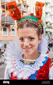 Czech girl in traditional costume hi-res stock photography and images