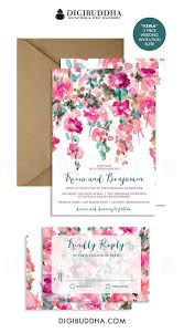 Pink Teal Floral Wedding Invitations With A Bohemian Rustic Watercolor Painte Purple Wedding Invitations Flower Wedding Invitation Floral Wedding Invitations