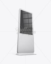 Digital Lcd Display Mockup Half Side View Hero Shot In Indoor Advertising Mockups On Yellow Images Object Mockups Display Mockup Design Mockup Free Mockup Free Psd