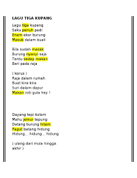 Dalam bahasa inggeris ada, melayu pun ada. Lagu Tiga Kupang