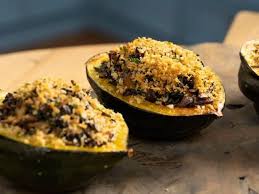 Black Wild Rice Stuffed Acorn Squash Recipe Acorn Squash Recipes Acorn Squash Food Network Recipes