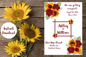 Check spelling or type a new query. Sunflowers And Red Roses Wedding Invitation 432729 Card Making Design Bundles