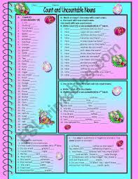 Works Sheet And Answer Key For Count And Uncountable Nouns Includes 5 Exercises On Count And Uncountable Nouns Uncountable Nouns Nouns Vocabulary Worksheets