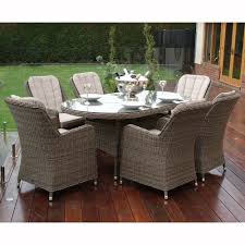 6 Seater Outdoor Dining Set Glass Table Rattan Aluminum Parasol Garden Furniture Furniture Rattan Garden Furniture Garden Furniture