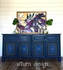 I have been dying to move out of the white paint zone and go back to color! Dark Blue Buffet Cabinet By Uturn Design Blue Painted Furniture Painted Sideboard Blue Furniture