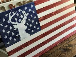 American Flag Wall Art American Flag Wood Deer Silhouette Painting