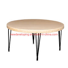 The winsome is a wooden round coffee table with thick, sturdy and durable wooden frames and a good addition to the living room. China Good Quality Coffee Round Bamboo Dining Table Black Metal Base For Home Photos Pictures Made In China Com