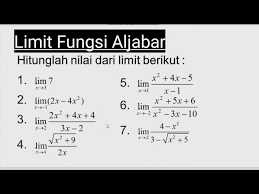 Kumpulan soal mudah sedang sukar. Limit Fungsi Aljabar Youtuberandom