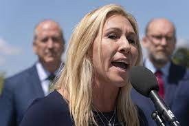 Marjorie taylor greene of georgia speaks as trump listens at a campaign rally in support of back in 2019, before georgia republican marjorie taylor greene was elected to the house of. Gop Leaders Condemn Greene Over Holocaust Comments