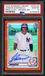 Jasson dominguez is ranked by many to be the top international prospect in baseball. Baseball Cards 2020 Bowman Chrome Prospect Autographs Psa Cardfacts