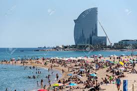 It's a triangular spit of land that is bordered by the. Barcelona June 26 2020 Barceloneta Beach With People In Summer Stock Photo Picture And Royalty Free Image Image 150390487