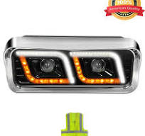 Peterbilt LED DRL DUAL Black Projector Headlight - Right ...